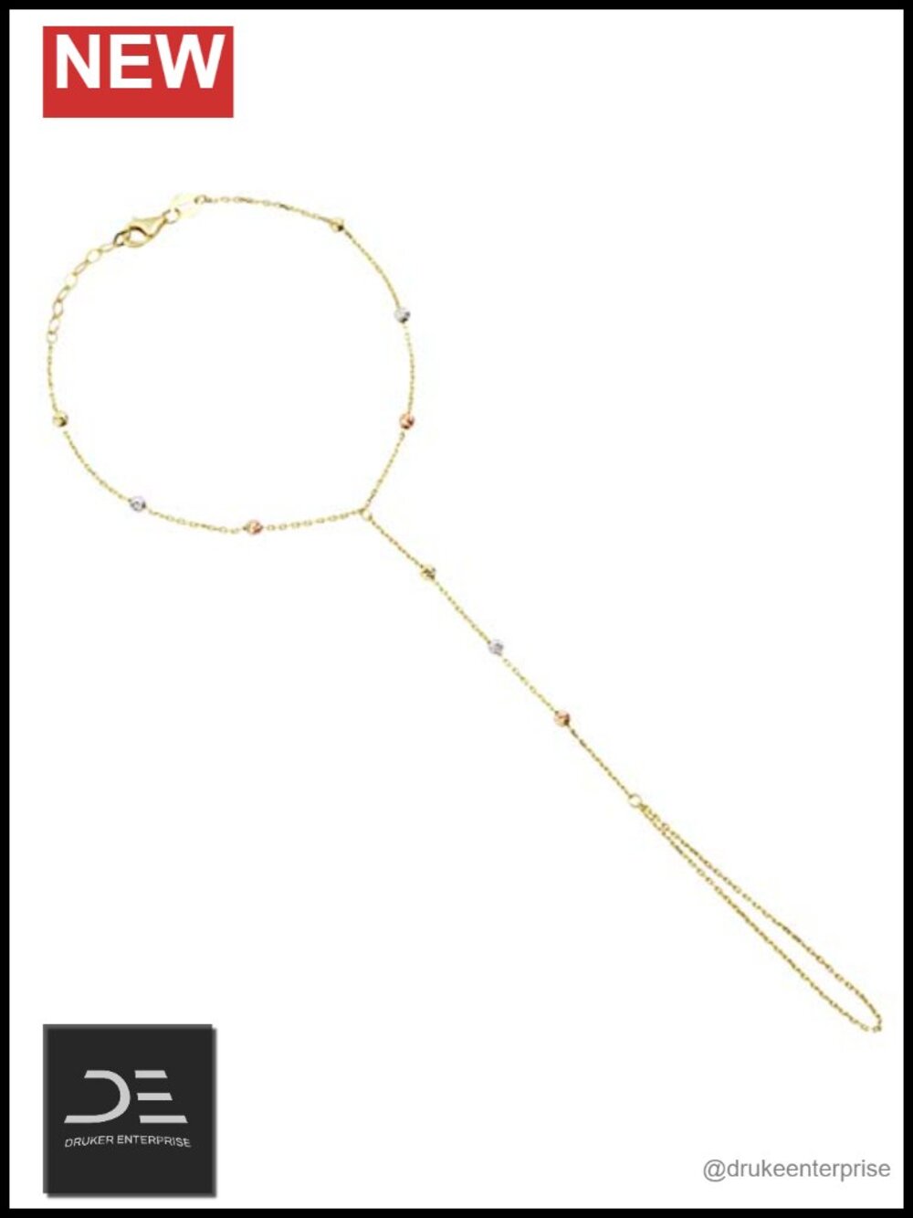 14k Gold Bracelet Ring Hand Chain - Adjustable Finger Bracelet Dainty Jewelry